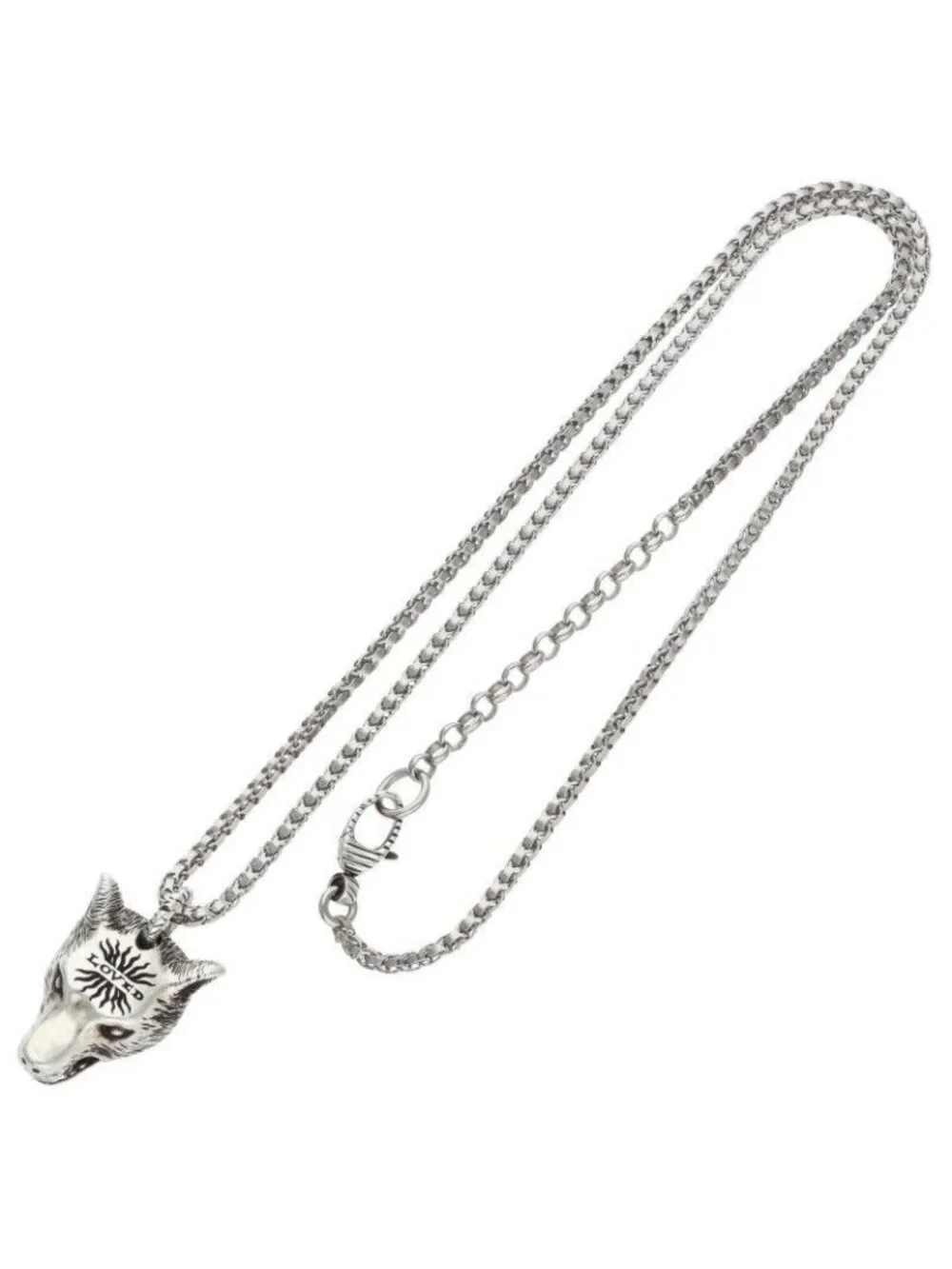 Gucci Anger Forest Wolf Necklace Silver